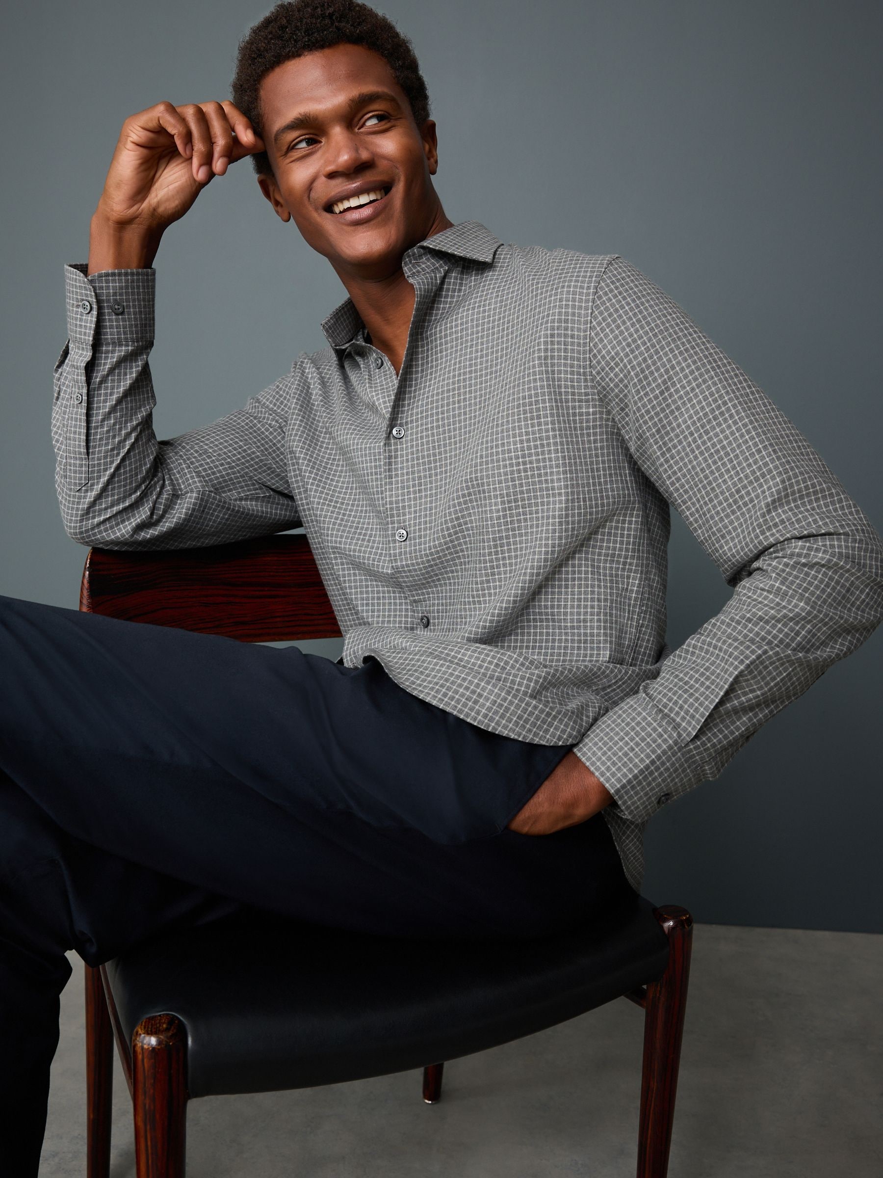 Next：日本 グレー グリッド チェック - チェック ソフトタッチ