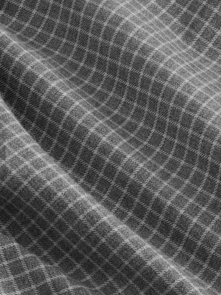 Grey Grid Check Regular Fit Check Soft Touch 100% Cotton Smart Long Sleeve Shirt - Image 7 of 7
