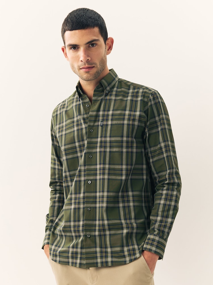 Green Blackwatch Regular Fit Easy Iron Button Down Oxford Shirt - Image 1 of 8
