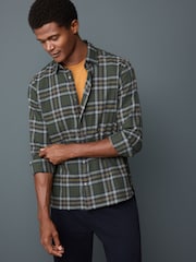 Green Blackwatch Regular Fit Easy Iron Button Down Oxford Shirt - Image 6 of 8