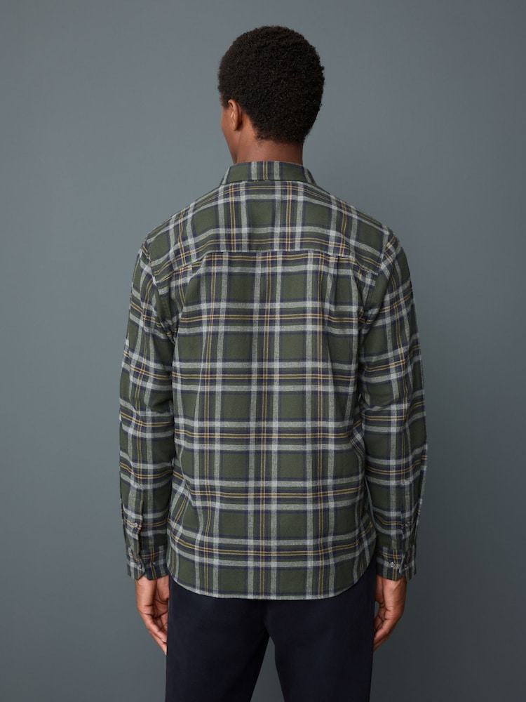 Green Blackwatch Regular Fit Easy Iron Button Down Oxford Shirt - Image 8 of 8
