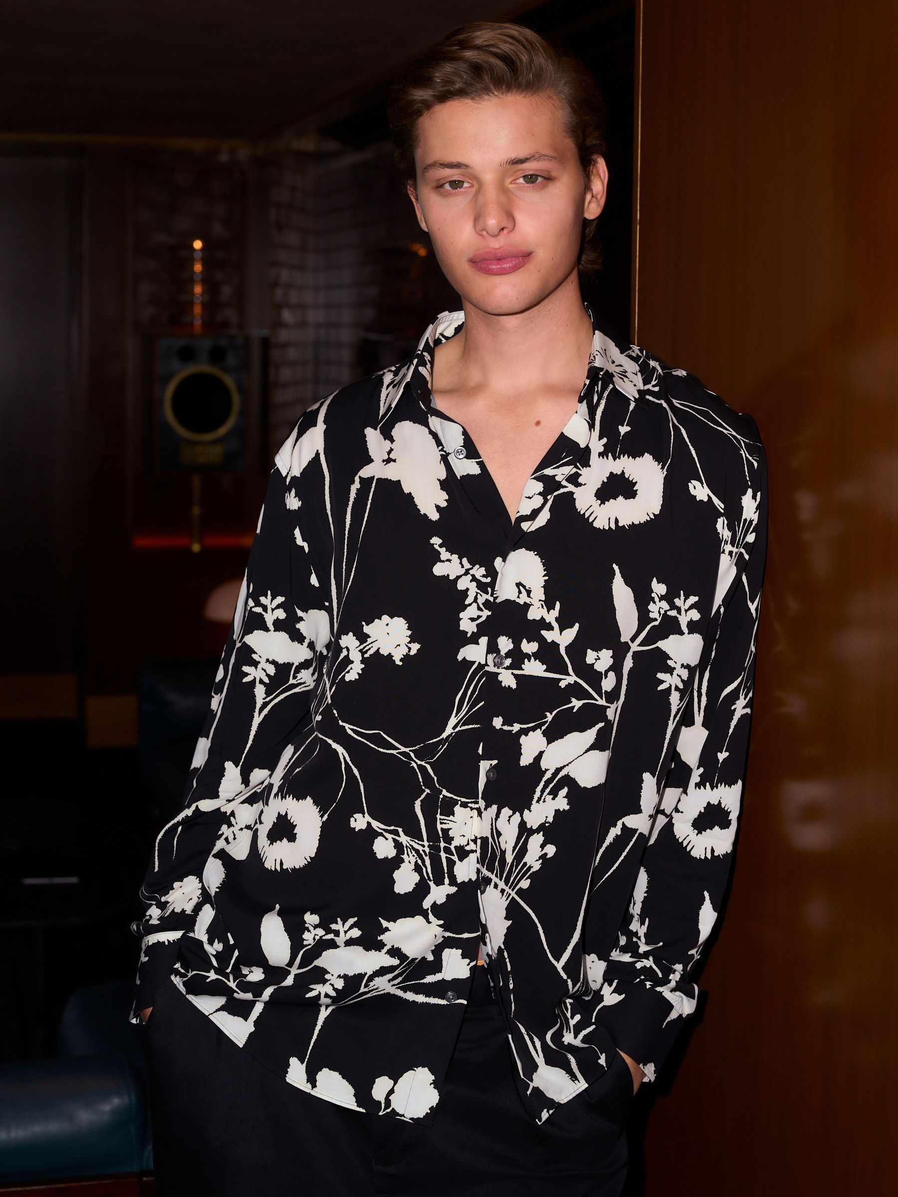 Buy Black Mono Floral Printed Long Sleeve Shirt from Next USA