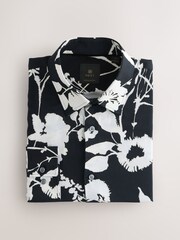 Black Mono Floral Printed Long Sleeve Shirt - Image 1 of 3