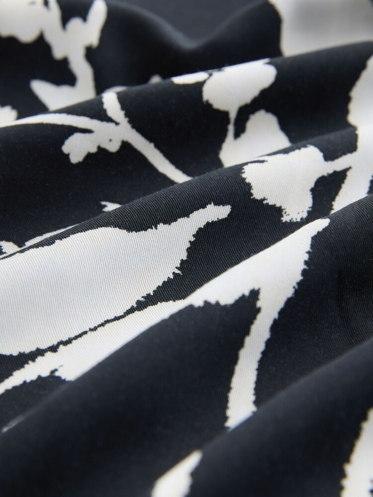 Black Mono Floral Printed Long Sleeve Shirt - Image 3 of 3