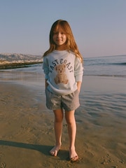 أزرق - Abercrombie & Fitch Blue Poplin Elasticated Tie Waist Shorts - صورة 2 من 3