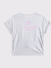 Abercrombie & Fitch Grey Cropped Short Sleeve Logo T-Shirt With Tie Front - Image 2 of 2