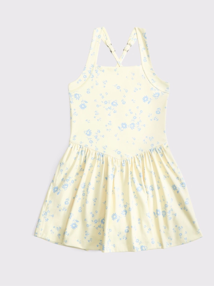 Abercrombie & Fitch Yellow YPB Sports Athleisure Drop Waist Printed Mini Dress - Image 7 of 7