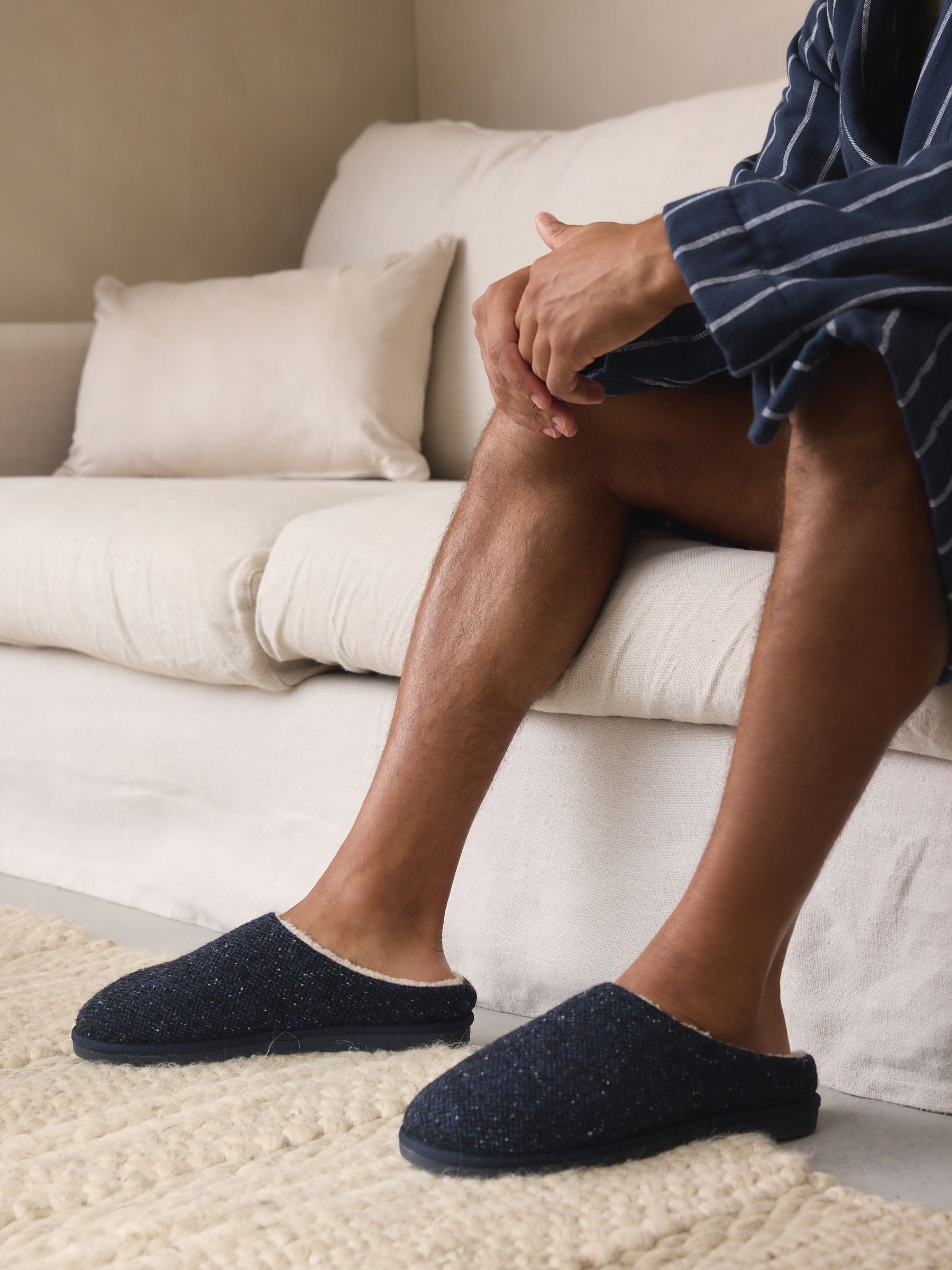 Buy Navy Patterned Slippers from Next USA