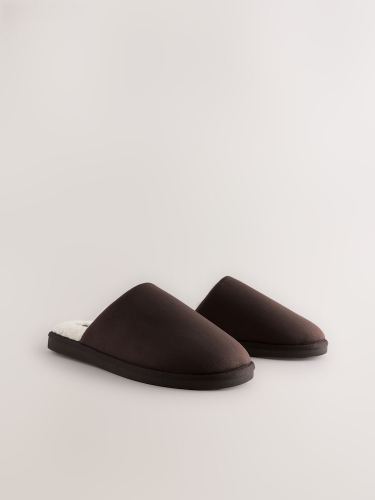 Brown Microsuede Mule Slippers - Image 1 of 5