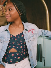 Abercrombie & Fitch Blue Embroidered Denim Jacket - Image 2 of 5