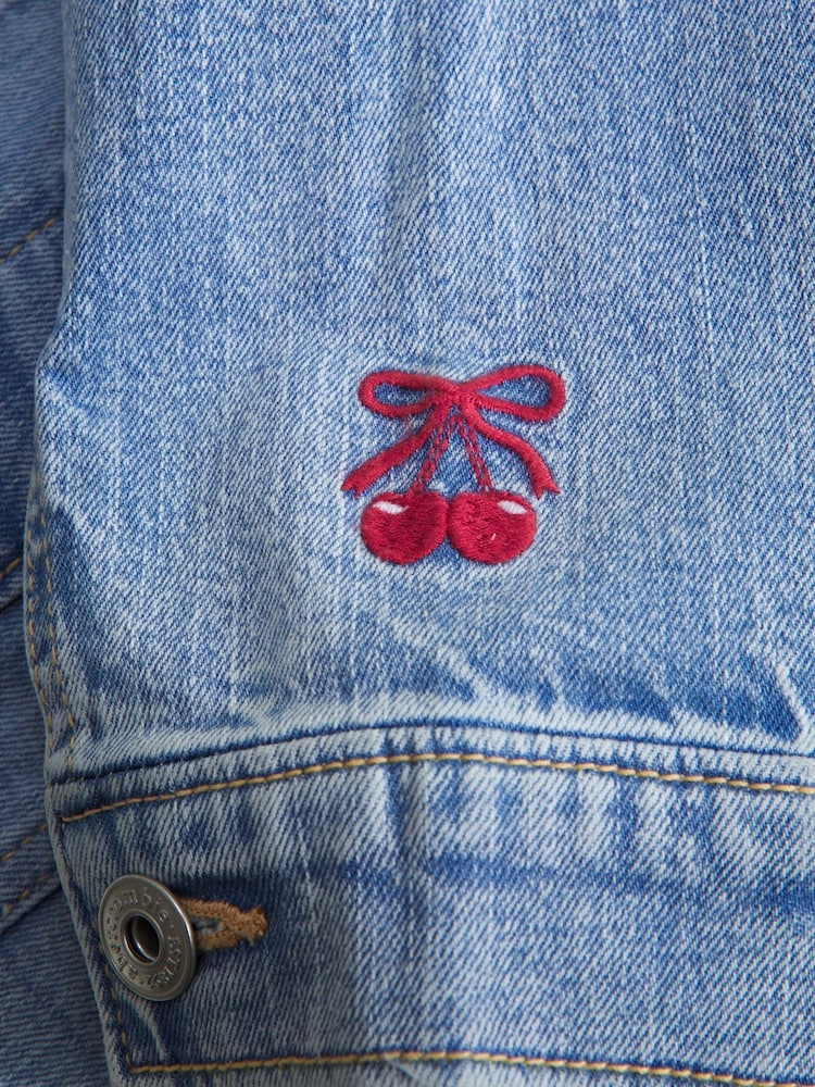 Abercrombie & Fitch Blue Embroidered Denim Jacket - Image 4 of 5