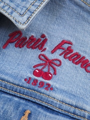 Abercrombie & Fitch Blue Embroidered Denim Jacket - Image 5 of 5