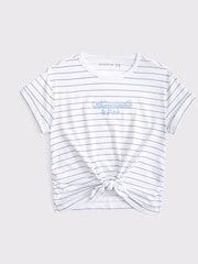 Abercrombie & Fitch Cropped Short Sleeve Logo White T-Shirt With Tie Front - Изображение 1 из 1