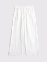 Abercrombie & Fitch Blue High Rise Pull On Wide Leg 100% Cotton Trousers - Image 1 of 1
