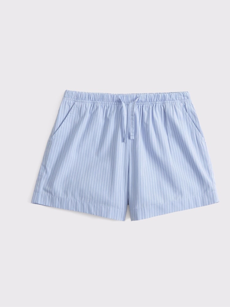 Hellblau - Abercrombie & Fitch Blue Poplin Elasticated Tie Waist Shorts - Bild 1 von 1