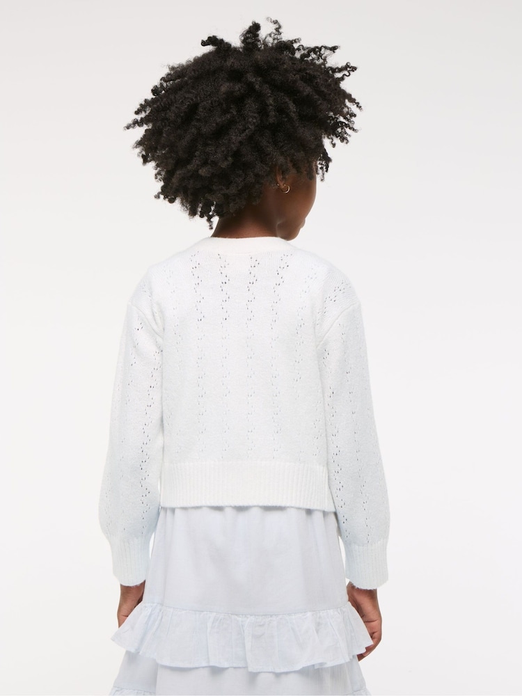 Abercrombie & Fitch Easy Open Stitch Cropped White Cardigan - Imagen 2 de 7 Abercrombie & Fitch Easy Open Stitch Cropped White Cardigan - Imagen 2 de 7