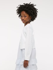 Abercrombie & Fitch Easy Open Stitch Cropped White Cardigan - Image 4 of 7