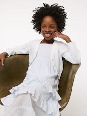 Abercrombie & Fitch Easy Open Stitch Cropped White Cardigan - Image 5 of 7