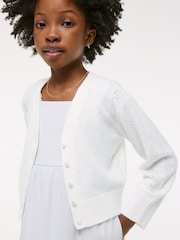 Abercrombie & Fitch Easy Open Stitch Cropped White Cardigan - Image 6 of 7