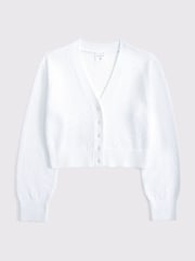 Abercrombie & Fitch Easy Open Stitch Cropped White Cardigan - Image 7 of 7