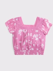Abercrombie & Fitch White Woven Lace Trim Frill Sleeve Crop Top - Image 1 of 1