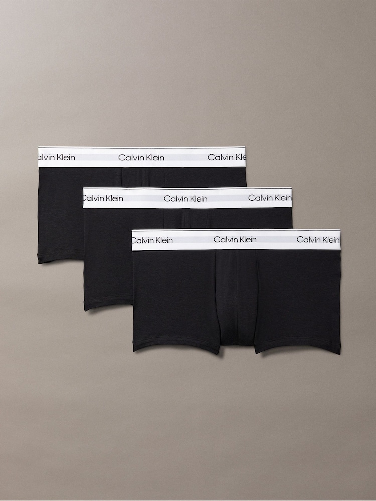 Calvin Klein Black 3 Pack Low Rise Trunks - Icon Cotton Stretch - Image 1 of 5