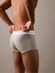 Calvin Klein Black/White/Grey 3 Pack Low Rise Trunks - Icon Cotton Stretch - Image 5 of 6