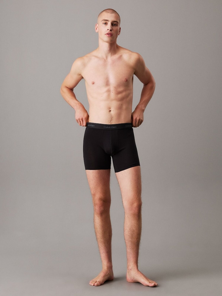 Calvin Klein Tonal Black/Tonal Black/Tonal Black 3 Pack Boxer Briefs - Icon Cotton Stretch - Image 2 of 5