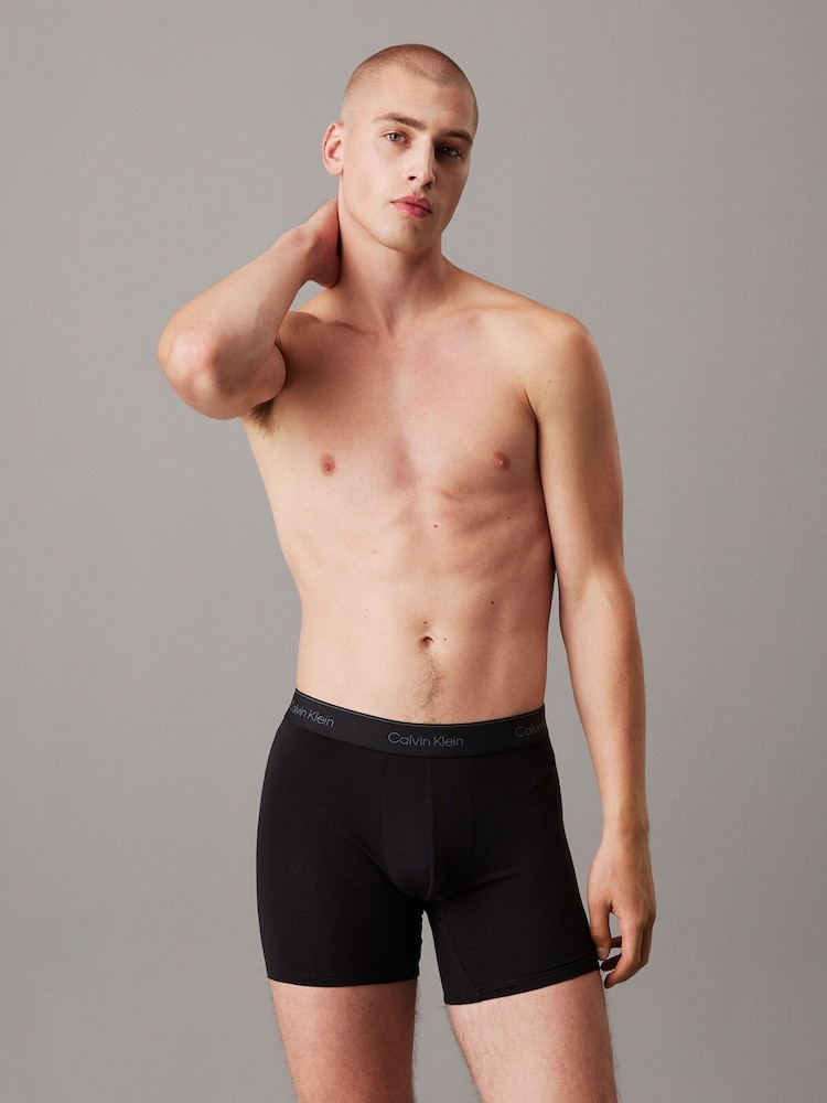 Calvin Klein Tonal Black/Tonal Black/Tonal Black 3 Pack Boxer Briefs - Icon Cotton Stretch - Image 3 of 5