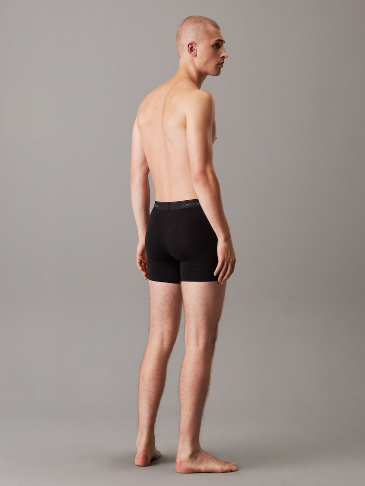Calvin Klein Tonal Black/Tonal Black/Tonal Black 3 Pack Boxer Briefs - Icon Cotton Stretch - Image 4 of 5