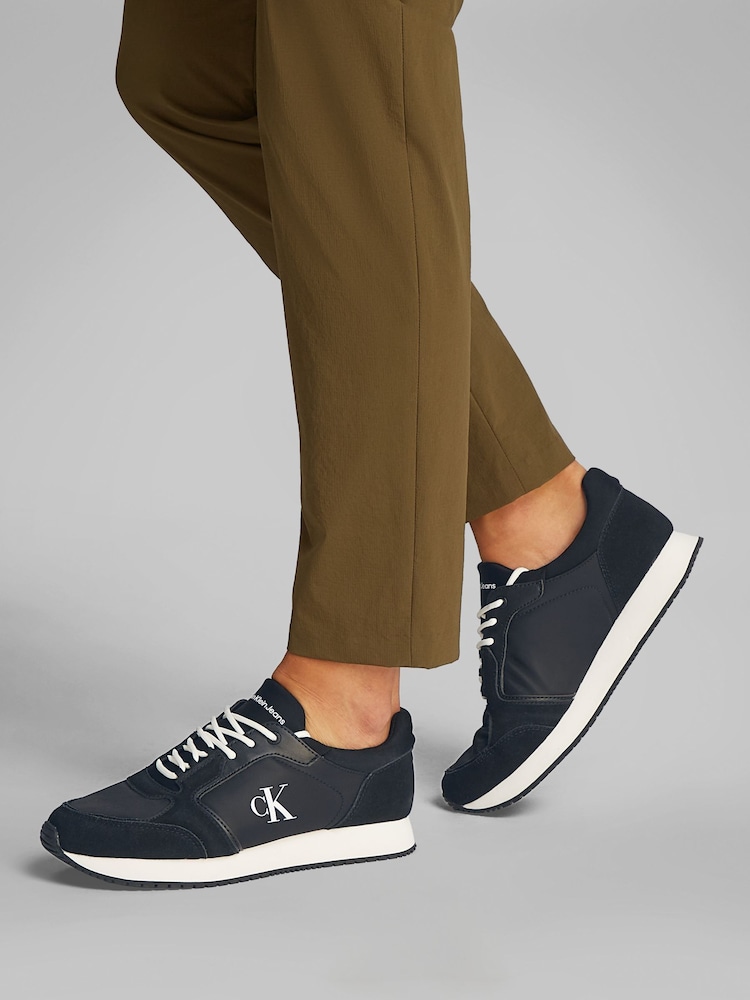 Calvin Klein Black Runner Sock Lace Up Low Trainers - Image 1 of 6