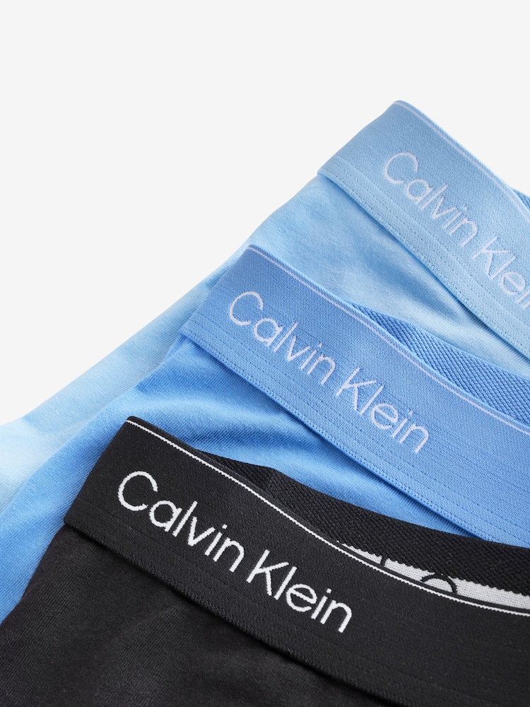 Preto/Azul médio/Azul claro - Calvin Klein 3 Pacote de shorts de cintura baixa - Ícone Cotton Stretch - Imagem 10 de 10