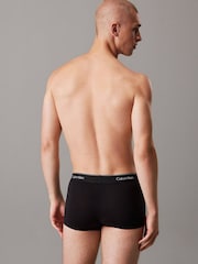 Calvin Klein Black/Mid Blue/Light Blue 3 Pack Low Rise Trunks - Icon Cotton Stretch - Image 4 of 5