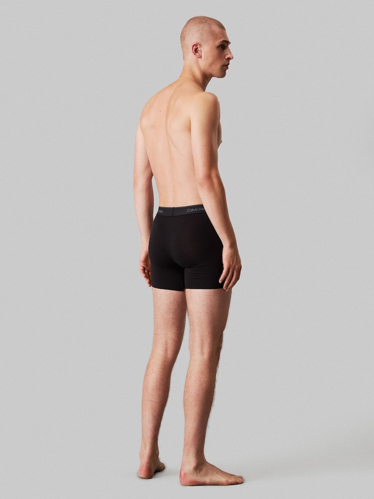 Calvin Klein Black/Mid Blue/Light Blue 3 Pack Boxer Briefs - Icon Cotton Stretch - Image 4 of 6