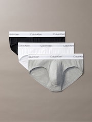 Calvin Klein Black/White/Grey 3 Pack Briefs - Icon Cotton Stretch - Image 1 of 5
