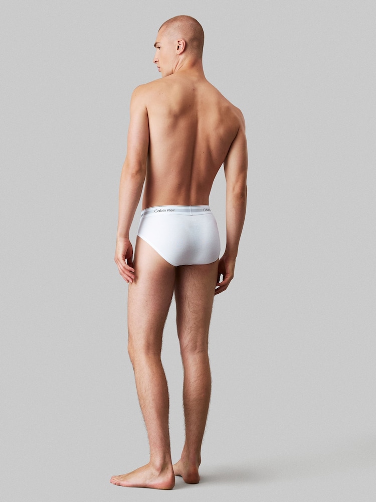 Calvin Klein Black/White/Grey 3 Pack Briefs - Icon Cotton Stretch - Image 4 of 5