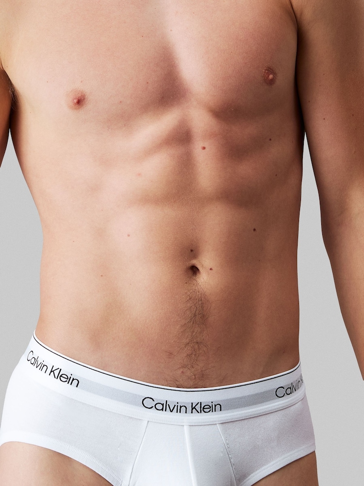 Calvin Klein Black/White/Grey 3 Pack Briefs - Icon Cotton Stretch - Image 5 of 5