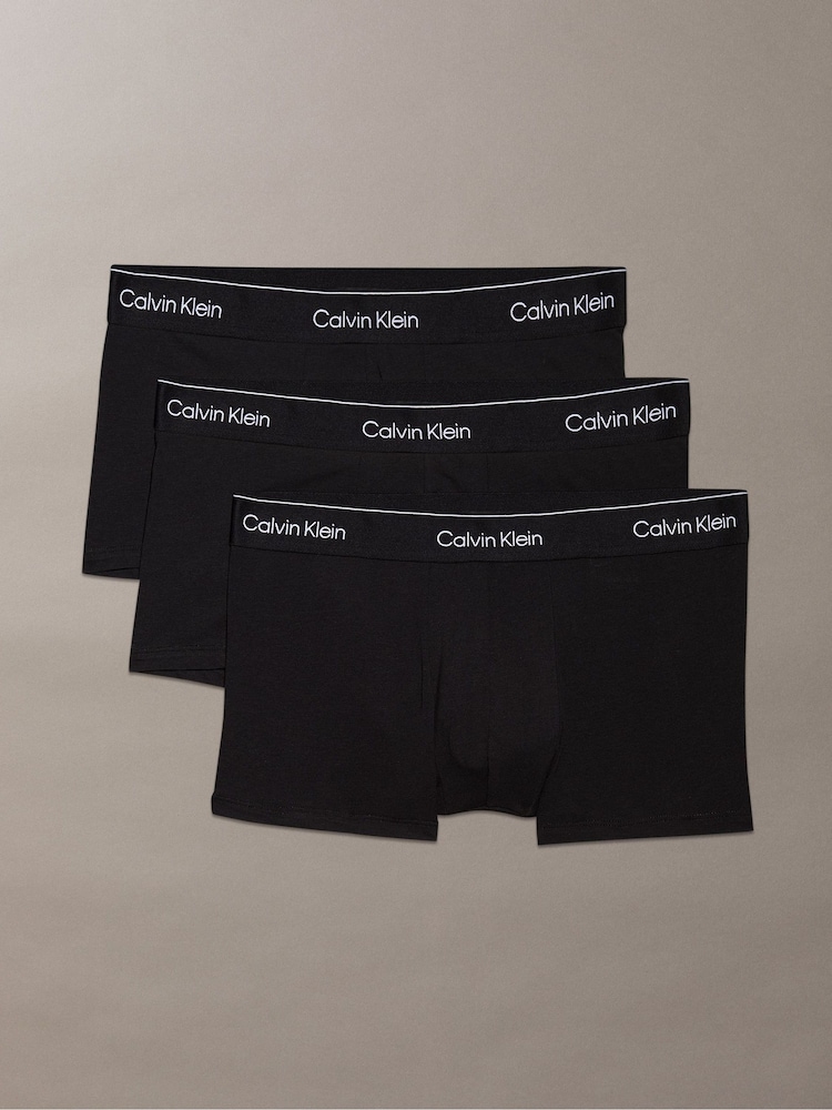 Calvin Klein Tonal Black/Tonal Black/Tonal Black 3 Pack Low Rise Trunks - Icon Cotton Stretch - Image 1 of 5