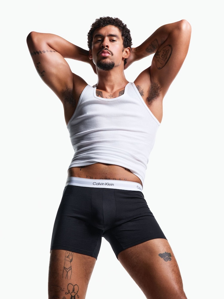Calvin Klein Black 3 Pack Boxer Briefs - Icon Cotton Stretch - Image 1 of 6