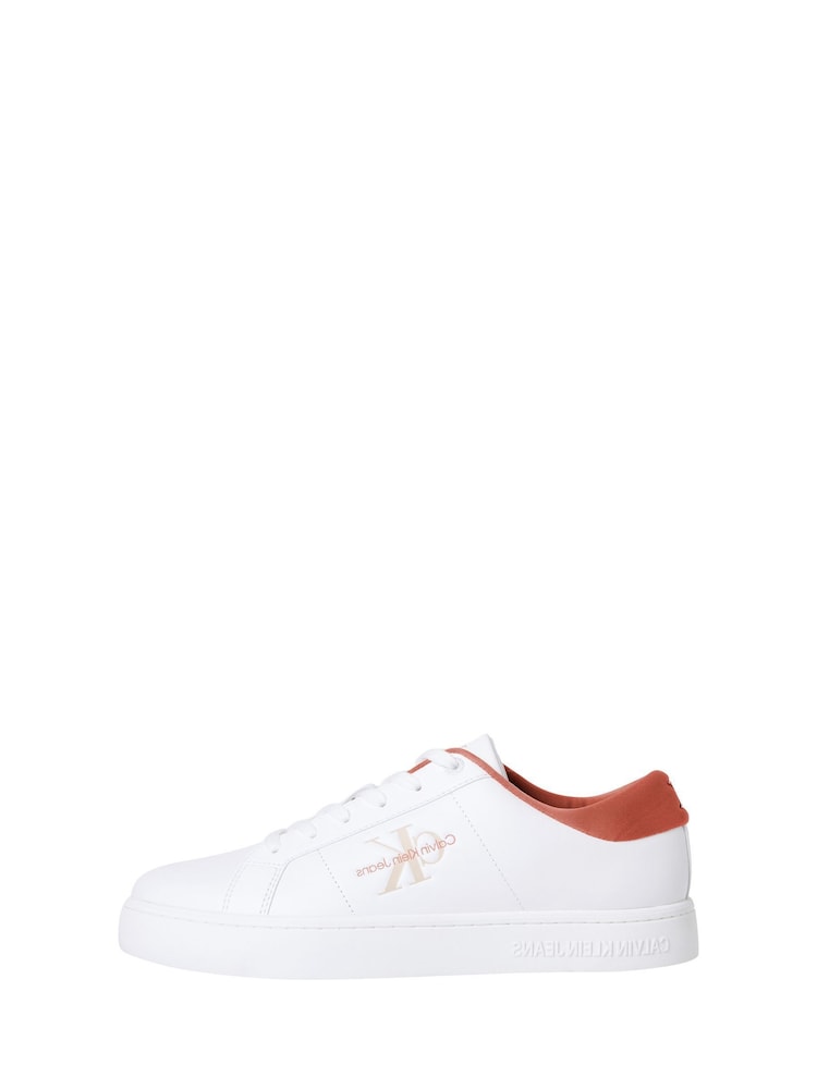 Calvin Klein White Classic Cupsole Low Lace-Up Leather Trainers - Image 2 of 6