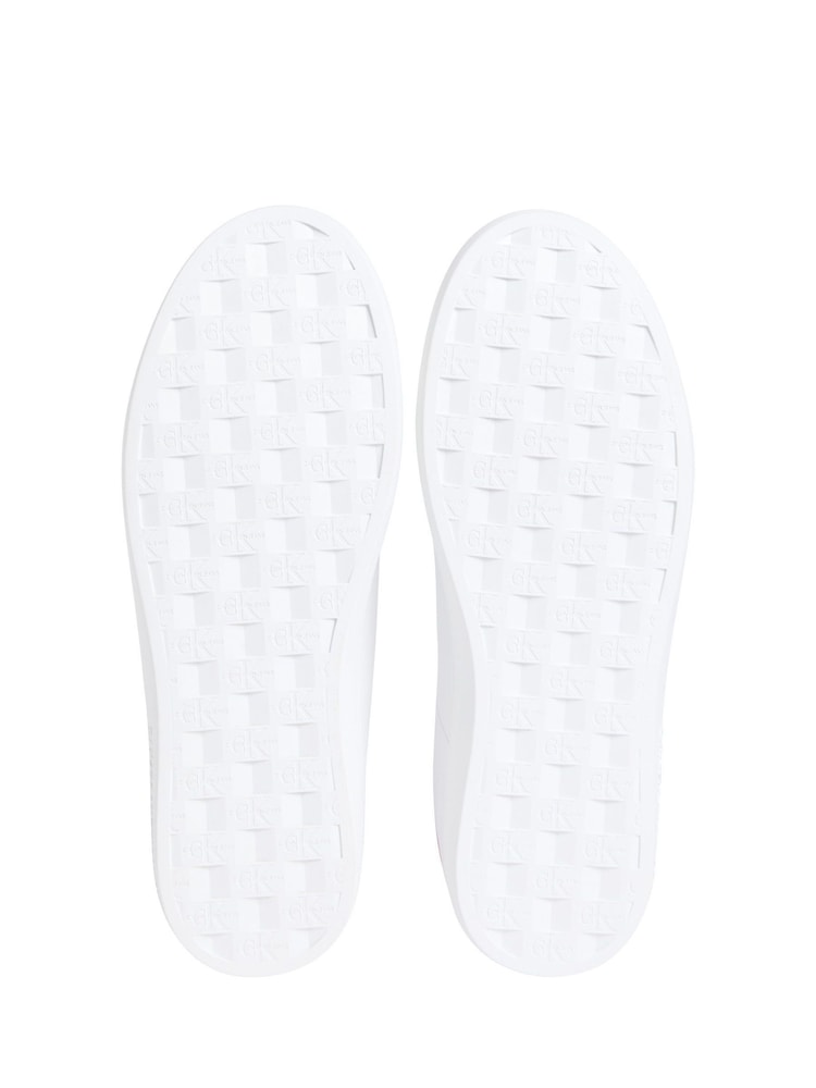 Calvin Klein White Classic Cupsole Low Lace-Up Leather Trainers - Image 6 of 6