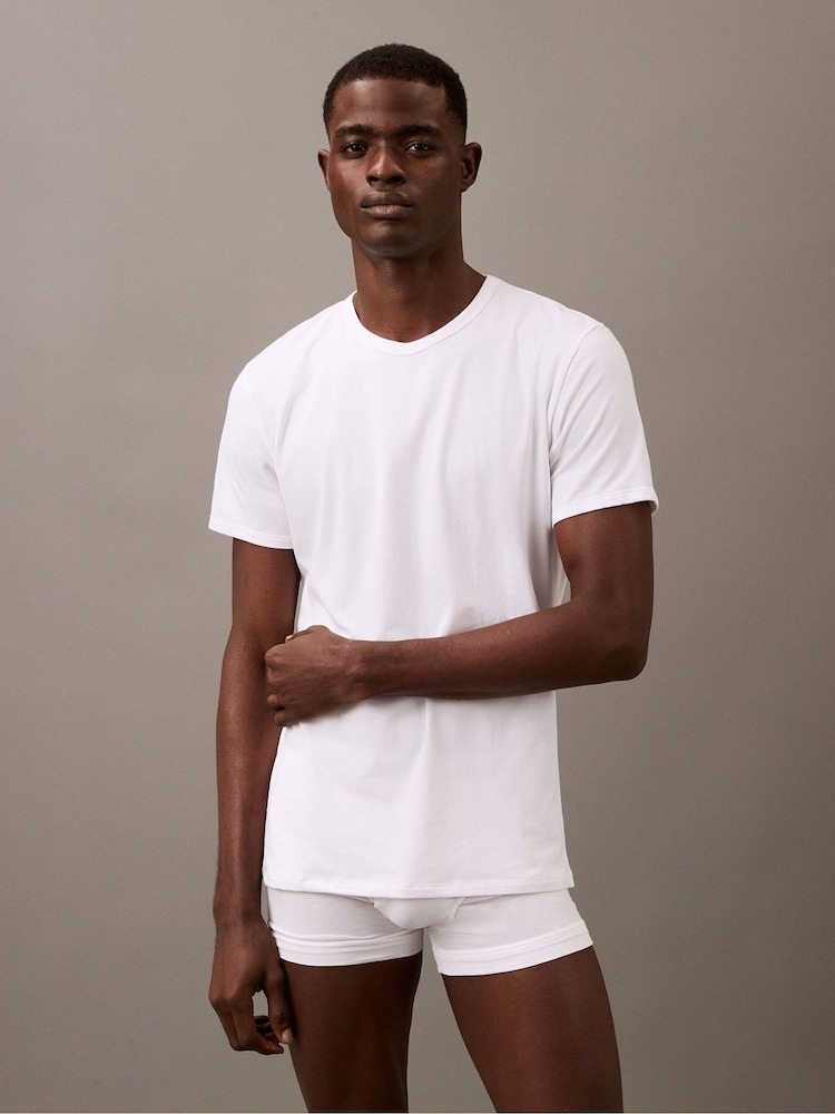 Calvin Klein White Blend Underwear T-Shirts 3 Pack - Image 2 of 6 Calvin Klein White Blend Underwear T-Shirts 3 Pack - Image 2 of 6