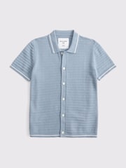 Abercrombie & Fitch Knitted Button Through White Polo Shirt - Image 1 of 1