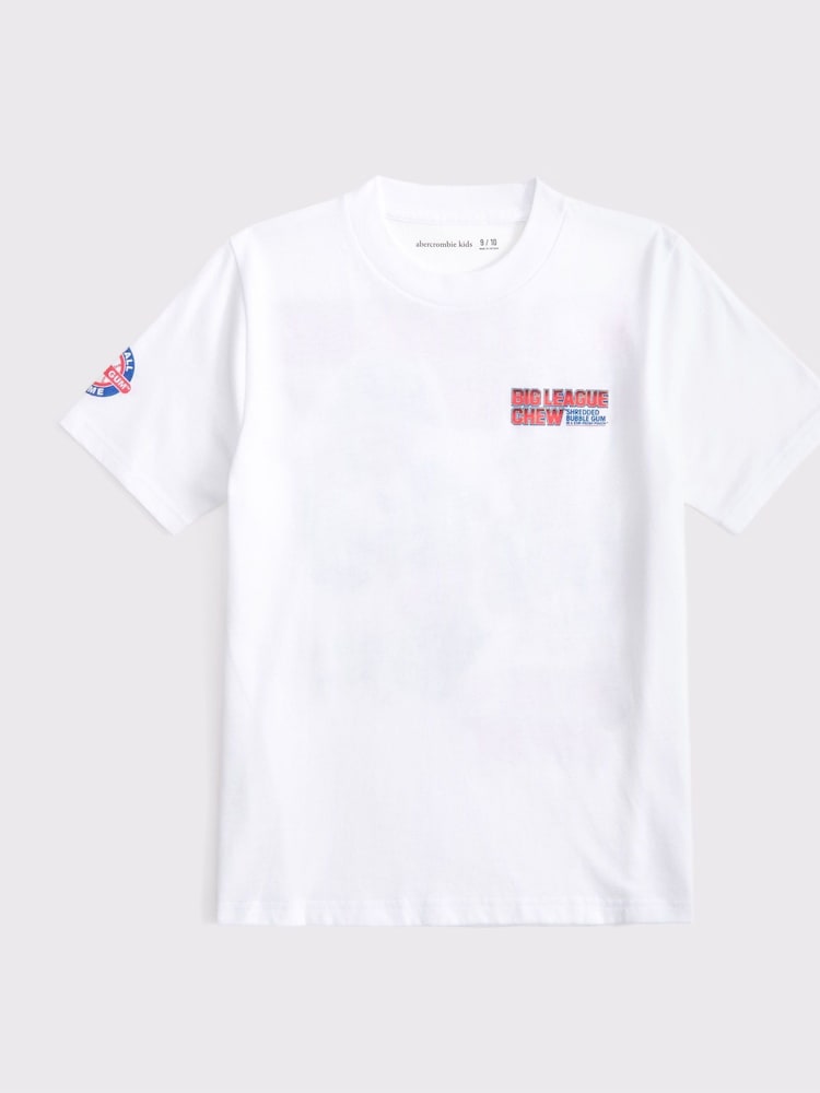 Abercrombie & Fitch Back Graphic Baseball White T-Shirt - Image 1 of 2 Abercrombie & Fitch Back Graphic Baseball White T-Shirt - Image 1 of 2