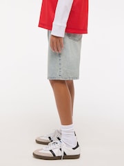 أزرق - Abercrombie & Fitch Blue Baggy Denim Shorts - صورة 6 من 10