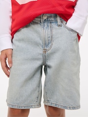 أزرق - Abercrombie & Fitch Blue Baggy Denim Shorts - صورة 7 من 10