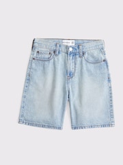أزرق - Abercrombie & Fitch Blue Baggy Denim Shorts - صورة 8 من 10