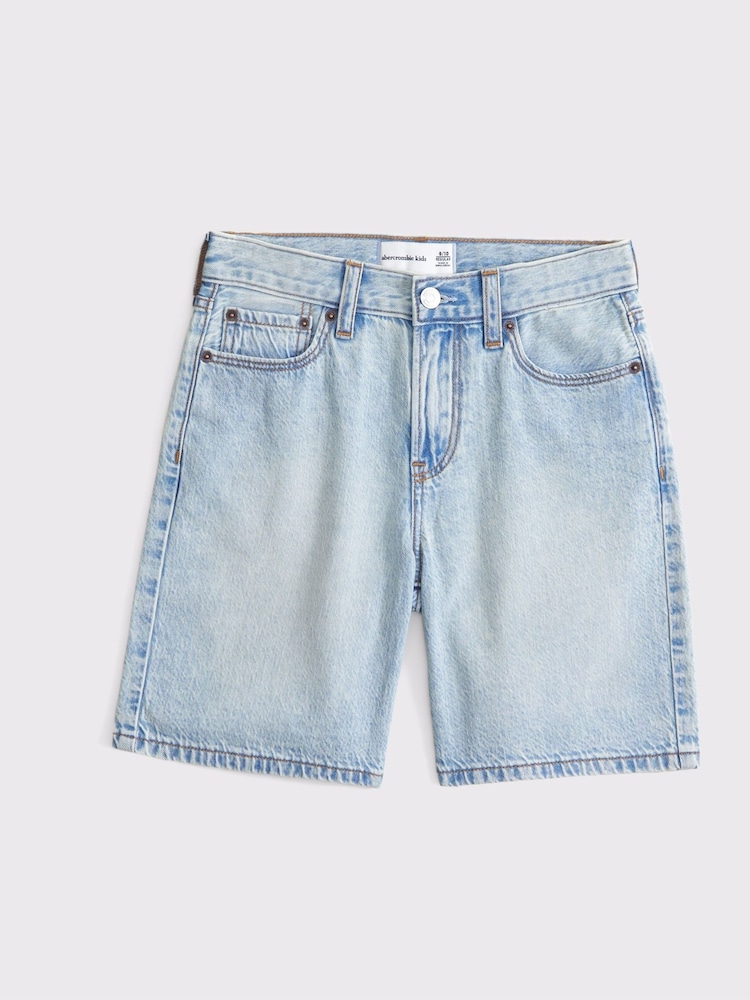 Abercrombie & Fitch Blue Baggy Denim Shorts - Image 8 of 10
