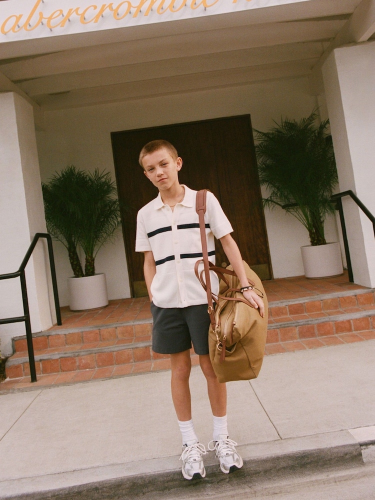 Abercrombie & Fitch Knitted Button Through White Polo Shirt - Image 2 of 3