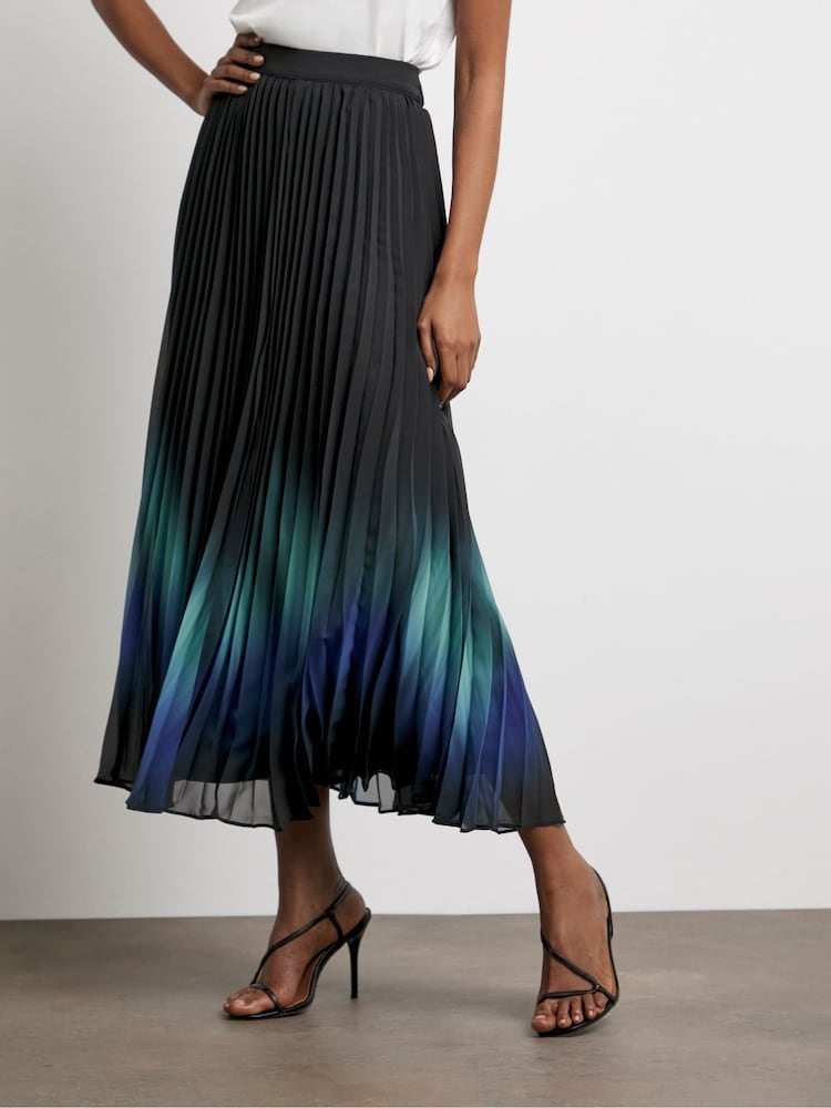 Joanna Hope Blue Pleated Ombre Skirt - Imagen 1 de 4